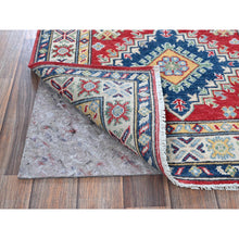 Load image into Gallery viewer, 2&#39;9&quot;x9&#39;6&quot; Ajax Red, Kazak With Geometric Medallions Design, Hand Knotted, Soft And Shiny Wool, Denser Weave, Vegetable Dyes, Runner, Oriental Rug FWR2880