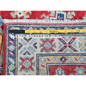 2'9"x9'6" Ajax Red, Kazak with Geometric Medallions Design, Hand Knotted, Soft and Shiny Wool, Denser Weave, Vegetable Dyes, Runner, Oriental Rug Sh480 FWR2880