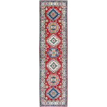 Load image into Gallery viewer, 2&#39;7&quot;x10&#39; Arsenal Red, Kazak with Tribal Medallions Design, Hand Knotted, Soft and Vibrant Wool, Vegetable Dyes, Denser Weave, Runner, Oriental Rug Sh481 FWR2886