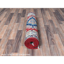 Load image into Gallery viewer, 2&#39;7&quot;x10&#39; Arsenal Red, Kazak With Tribal Medallions Design, Hand Knotted, Soft And Vibrant Wool, Vegetable Dyes, Denser Weave, Runner, Oriental Rug FWR2886