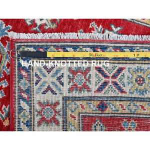 2'7"x10' Arsenal Red, Kazak with Tribal Medallions Design, Hand Knotted, Soft and Vibrant Wool, Vegetable Dyes, Denser Weave, Runner, Oriental Rug Sh481 FWR2886