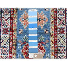 Load image into Gallery viewer, 2&#39;x6&#39;6&quot; Maya Blue, Kazak with Tribal Medallions Design, Soft and Velvety Wool, Hand Knotted, Denser Weave, Vegetable Dyes, Narrow Runner, Oriental Rug FWR2904