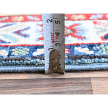 Load image into Gallery viewer, 2&#39;x6&#39;6&quot; Maya Blue, Kazak with Tribal Medallions Design, Soft and Velvety Wool, Hand Knotted, Denser Weave, Vegetable Dyes, Narrow Runner, Oriental Rug FWR2904