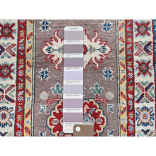 Load image into Gallery viewer, 2&#39;x6&#39;5&quot; Fossil Gray, Kazak with Tribal Medallions Design, Soft and Velvety Wool, Hand Knotted, Denser Weave, Vegetable Dyes, Narrow Runner, Oriental Rug FWR2916