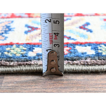Load image into Gallery viewer, 2&#39;x6&#39;5&quot; Fossil Gray, Kazak with Tribal Medallions Design, Soft and Velvety Wool, Hand Knotted, Denser Weave, Vegetable Dyes, Narrow Runner, Oriental Rug FWR2916