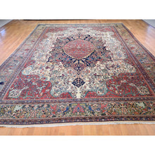 Load image into Gallery viewer, 12&#39;2&quot;x18&#39;8&quot; Ivory, Oversized Antique Persian Sarouk Fereghan With Birds Full Pile And Soft Hand Knotted Oriental Rug FWR292218
