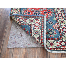 Load image into Gallery viewer, 2&#39;1&quot;x6&#39;1&quot; Imperial Blue, Kazak with Geometric Medallion Design, Soft and Shiny Wool, Hand Knotted, Denser Weave, Vegetable Dyes, Narrow Runner, Oriental Rug FWR2922