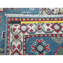 Load image into Gallery viewer, 2&#39;1&quot;x6&#39;1&quot; Imperial Blue, Kazak with Geometric Medallion Design, Soft and Shiny Wool, Hand Knotted, Denser Weave, Vegetable Dyes, Narrow Runner, Oriental Rug FWR2922