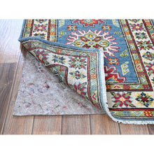 Load image into Gallery viewer, 2&#39;3&quot;x6&#39; Carolina Blue, Kazak With Tribal Medallions Design, Hand Knotted, Soft And Velvety Wool, Denser Weave, Vegetable Dyes, Narrow Runner, Oriental Rug FWR2928
