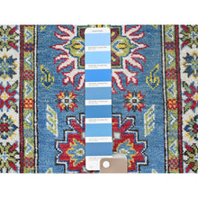 Load image into Gallery viewer, 2&#39;3&quot;x6&#39; Carolina Blue, Kazak with Tribal Medallions Design, Hand Knotted, Soft and Velvety Wool, Denser Weave, Vegetable Dyes, Narrow Runner, Oriental Rug Sh488 FWR2928