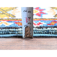 Load image into Gallery viewer, 2&#39;1&quot;x5&#39;9&quot; Baby Blue, Kazak with Geometric Medallions Design, Hand Knotted, Soft and Velvety Wool, Denser Weave, Vegetable Dyes, Narrow Runner, Oriental Rug FWR2952