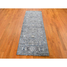 Load image into Gallery viewer, 2&#39;7&quot;x8&#39;1&quot; Silk With Textured Wool Hi-low Pile Mamluk Design Hand Knotted Runner Oriental Rug FWR296736