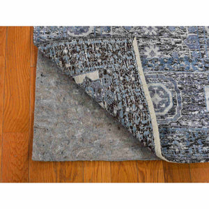 2'7"x8'1" Silk With Textured Wool Hi-low Pile Mamluk Design Hand Knotted Runner Oriental Rug FWR296736