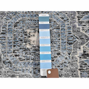 2'7"x8'1" Silk With Textured Wool Hi-low Pile Mamluk Design Hand Knotted Runner Oriental Rug FWR296736