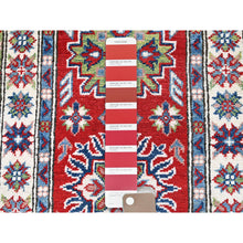 Load image into Gallery viewer, 2&#39;1&quot;x6&#39; Crimson Red, Kazak With Tribal Medallions Design, Hand Knotted, Vegetable Dyes, Soft And Shiny Wool, Denser Weave, Narrow Runner, Oriental Rug FWR2964