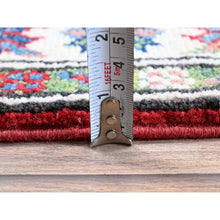 Load image into Gallery viewer, 2&#39;1&quot;x6&#39; Crimson Red, Kazak with Tribal Medallions Design, Hand Knotted, Vegetable Dyes, Soft and Shiny Wool, Denser Weave, Narrow Runner, Oriental Rug FWR2964