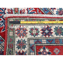 Load image into Gallery viewer, 2&#39;1&quot;x6&#39; Crimson Red, Kazak with Tribal Medallions Design, Hand Knotted, Vegetable Dyes, Soft and Shiny Wool, Denser Weave, Narrow Runner, Oriental Rug FWR2964