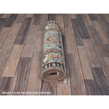 Load image into Gallery viewer, 2&#39;2&quot;x5&#39;10&quot; Beaver Brown, Kazak with Tribal Design, Hand Knotted, Soft and Velvety Wool, Denser Weave, Vegetable Dyes, Narrow Runner, Oriental Rug Sh495 FWR2970