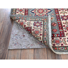 Load image into Gallery viewer, 2&#39;2&quot;x6&#39; Misty Gray, Kazak with Tribal Medallions Design, Soft and Velvety Wool, Hand Knotted, Denser Weave, Vegetable Dyes, Narrow Runner, Oriental Rug Sh498 FWR2988