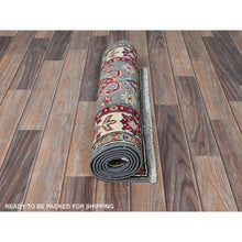 Load image into Gallery viewer, 2&#39;2&quot;x6&#39; Misty Gray, Kazak with Tribal Medallions Design, Soft and Velvety Wool, Hand Knotted, Denser Weave, Vegetable Dyes, Narrow Runner, Oriental Rug Sh498 FWR2988