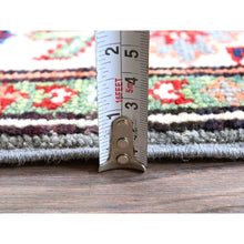 Load image into Gallery viewer, 2&#39;2&quot;x6&#39; Misty Gray, Kazak with Tribal Medallions Design, Soft and Velvety Wool, Hand Knotted, Denser Weave, Vegetable Dyes, Narrow Runner, Oriental Rug Sh498 FWR2988