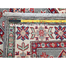 Load image into Gallery viewer, 2&#39;2&quot;x6&#39; Misty Gray, Kazak with Tribal Medallions Design, Soft and Velvety Wool, Hand Knotted, Denser Weave, Vegetable Dyes, Narrow Runner, Oriental Rug Sh498 FWR2988