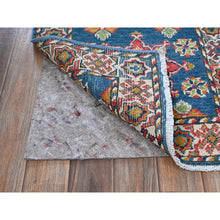 Load image into Gallery viewer, 2&#39;x5&#39;9&quot; Imperial Blue, Kazak with Tribal Medallions Design, Hand Knotted, Soft and Velvety Wool, Denser Weave, Vegetable Dyes, Narrow Runner, Oriental Rug FWR2994