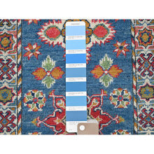 Load image into Gallery viewer, 2&#39;x5&#39;9&quot; Imperial Blue, Kazak with Tribal Medallions Design, Hand Knotted, Soft and Velvety Wool, Denser Weave, Vegetable Dyes, Narrow Runner, Oriental Rug FWR2994