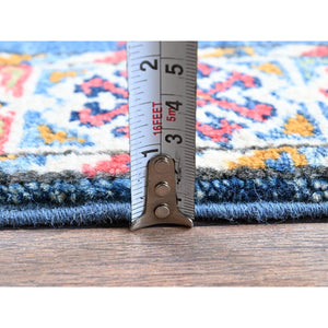 2'x5'9" Imperial Blue, Kazak with Tribal Medallions Design, Hand Knotted, Soft and Velvety Wool, Denser Weave, Vegetable Dyes, Narrow Runner, Oriental Rug FWR2994