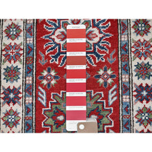 Load image into Gallery viewer, 2&#39;1&quot;x6&#39; Berry Red, Kazak with Tribal Medallions Design, Hand Knotted, Soft and Shiny Wool, Denser Weave, Vegetable Dyes, Narrow Runner, Oriental Rug FWR3000