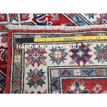 Load image into Gallery viewer, 2&#39;1&quot;x6&#39; Berry Red, Kazak with Tribal Medallions Design, Hand Knotted, Soft and Shiny Wool, Denser Weave, Vegetable Dyes, Narrow Runner, Oriental Rug FWR3000