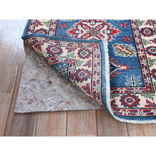 Load image into Gallery viewer, 2&#39;1&quot;x5&#39;10&quot; Imperial Blue, Kazak with Tribal Medallions Design, Hand Knotted, Soft and Velvety Wool, Denser Weave, Vegetable Dyes, Narrow Runner, Oriental Rug FWR3006