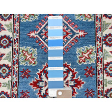 Load image into Gallery viewer, 2&#39;1&quot;x5&#39;10&quot; Imperial Blue, Kazak with Tribal Medallions Design, Hand Knotted, Soft and Velvety Wool, Denser Weave, Vegetable Dyes, Narrow Runner, Oriental Rug FWR3006