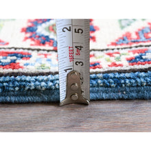 Load image into Gallery viewer, 2&#39;1&quot;x5&#39;10&quot; Imperial Blue, Kazak with Tribal Medallions Design, Hand Knotted, Soft and Velvety Wool, Denser Weave, Vegetable Dyes, Narrow Runner, Oriental Rug FWR3006