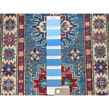 Load image into Gallery viewer, 2&#39;x5&#39;10&quot; Bayern Blue, Kazak with Tribal Medallions Design, Hand Knotted, Soft and Vibrant Wool, Denser Weave, Vegetable Dyes, Narrow Runner, Oriental Rug FWR3012