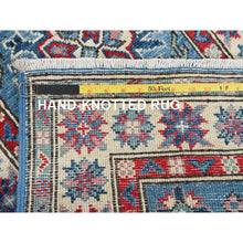Load image into Gallery viewer, 2&#39;x5&#39;10&quot; Chiffon White, Kazak with Tribal Medallions Design, Hand Knotted, Soft and Velvety Wool, Denser Weave, Vegetable Dyes, Narrow Runner, Oriental Rug FWR3072