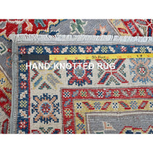 Load image into Gallery viewer, 2&#39;x6&#39;6&quot; Maya Blue, Kazak with Tribal Medallions Design, Soft and Velvety Wool, Hand Knotted, Denser Weave, Vegetable Dyes, Narrow Runner, Oriental Rug FWR2904