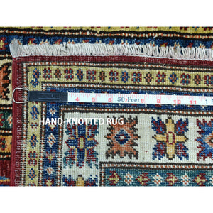 2'8"x19'5" Red Super Kazak Pure Wool Geometric Design XL Runner Hand-Knotted Oriental Rug FWR303450