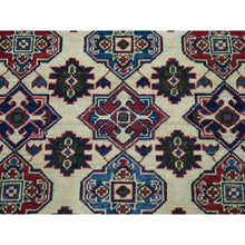 Load image into Gallery viewer, 4&#39;3&quot;x5&#39;7&quot; Ivory Kazak Pure Wool Geometric Design Hand-Knotted Oriental Rug FWR303888