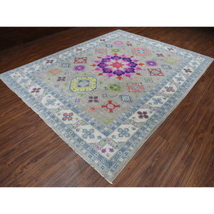9'2"x11'7" Colorful Fusion Kazak Geometric Design Pure Wool Hand-knotted Oriental Rug FWR304038