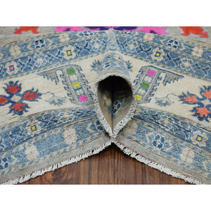 9'2"x11'7" Colorful Fusion Kazak Geometric Design Pure Wool Hand-knotted Oriental Rug FWR304038