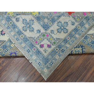 9'2"x11'7" Colorful Fusion Kazak Geometric Design Pure Wool Hand-knotted Oriental Rug FWR304038