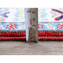 Load image into Gallery viewer, 2&#39;x5&#39;9&quot; Imperial Red, Kazak With Geometric Medallions Design, Hand Knotted, Soft And Shiny Wool, Denser Weave, Vegetable Dyes, Narrow Runner, Oriental Rug FWR3036