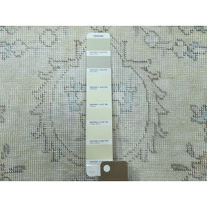 6'3"x9'5" Vintage White Wash Tabriz Worn Wool Hand-Knotted Oriental Rug FWR304434