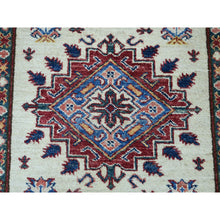 Load image into Gallery viewer, 2&#39;10&quot;x19&#39;1&quot; Ivory Super Kazak Geometric Design XL Runner Pure Wool Hand-Knotted Oriental Rug FWR304932