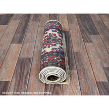 Load image into Gallery viewer, 1&#39;10&quot;x6&#39; Pearl White, Kazak With Tribal Medallions Design, Hand Knotted, Soft And Velvety Wool, Denser Weave, Vegetable Dyes, Narrow Runner, Oriental Rug FWR3048