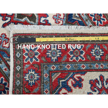 Load image into Gallery viewer, 1&#39;10&quot;x6&#39; Pearl White, Kazak With Tribal Medallions Design, Hand Knotted, Soft And Velvety Wool, Denser Weave, Vegetable Dyes, Narrow Runner, Oriental Rug FWR3048