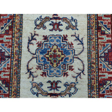 Load image into Gallery viewer, 2&#39;1&quot;x3&#39;2&quot; Ivory Super Kazak Pure Wool Geometric Design Hand-knotted Oriental Rug FWR306078