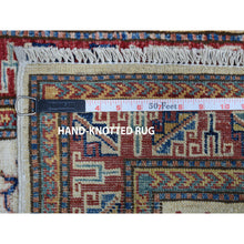 Load image into Gallery viewer, 2&#39;1&quot;x3&#39;2&quot; Ivory Super Kazak Pure Wool Geometric Design Hand-knotted Oriental Rug FWR306078