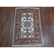 Load image into Gallery viewer, 2&#39;2&quot;x3&#39;1&quot; Ivory Super Kazak Pure Wool Geometric Design Hand-knotted Oriental Rug FWR306120